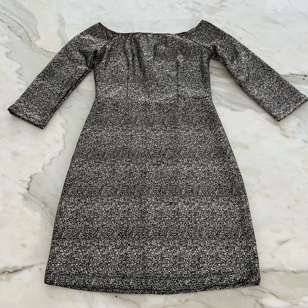 GB BLACK METALLIC STRETCH MINI SEXY DRESS SIZE XS NWTS! - Picture 7 of 17